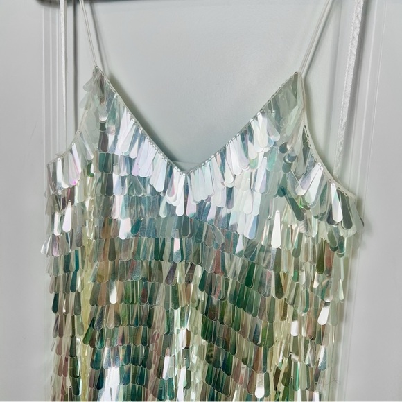 BHLDN Taylor V-neck Iridescent Sequined Mini Dress 6 M Bridal, Wedding, Swiftie - Picture 6 of 12